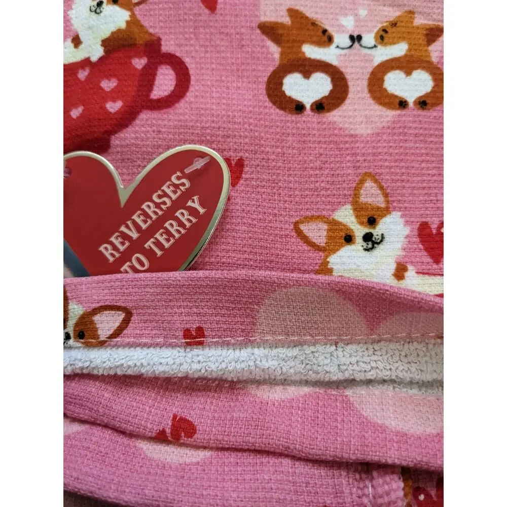 Set Pack 2 Cardigan Welsh Corgi Kitchen Dish Towel Heart Love Valentine Day New